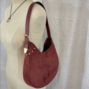 Elegant Burgundy Suede Shoulder Bag